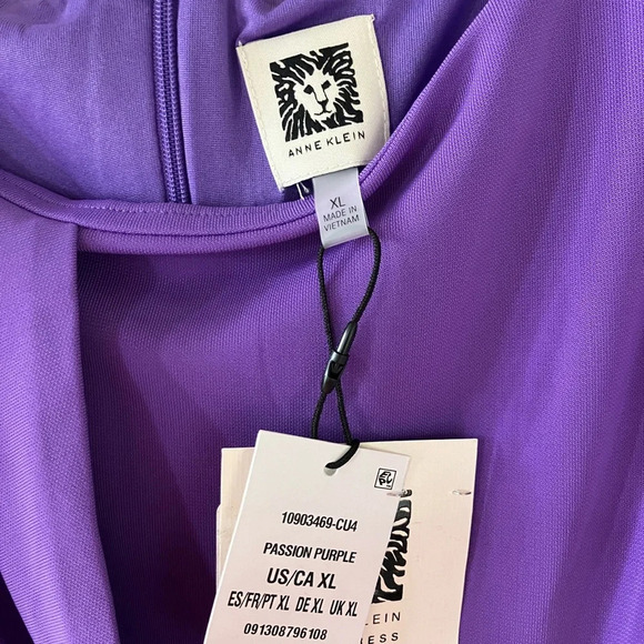 NWT Anne Klein Midi Faux Wrap Dress With Ring Hardware in Passion Purple XL - Picture 5 of 7